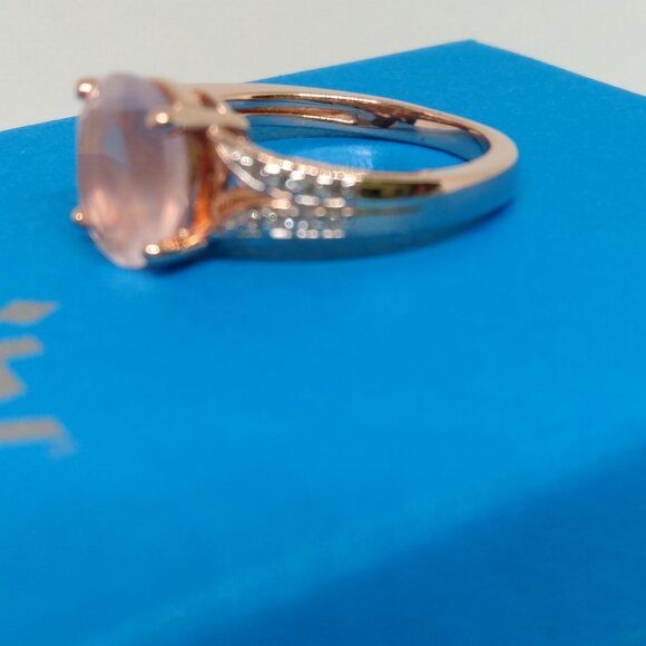Genuine rose quartz ring in rose gold - Picture 4 of 7